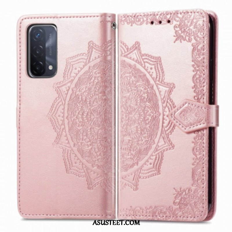 Nahkakotelo Oppo A54 5G / A74 5G Mandala Keskiaika