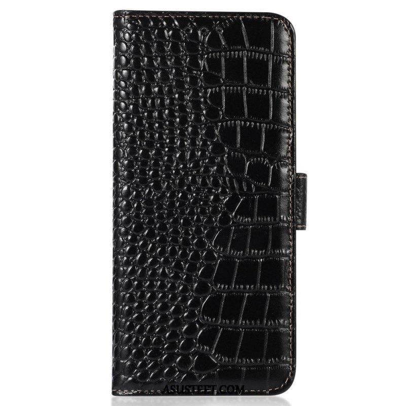 Nahkakotelo Oppo Reno 7 Rfid Crocodile Style Aitoa Nahkaa