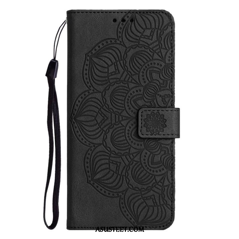 Nahkakotelo Samsung Galaxy A54 5G Suojaketju Kuori Strappy Mandala Print