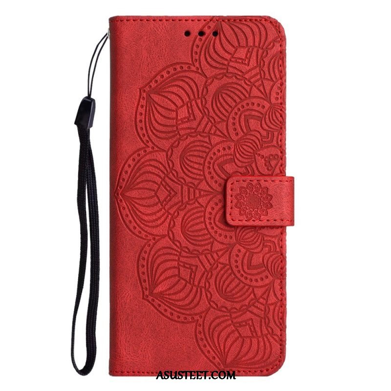 Nahkakotelo Samsung Galaxy A54 5G Suojaketju Kuori Strappy Mandala Print