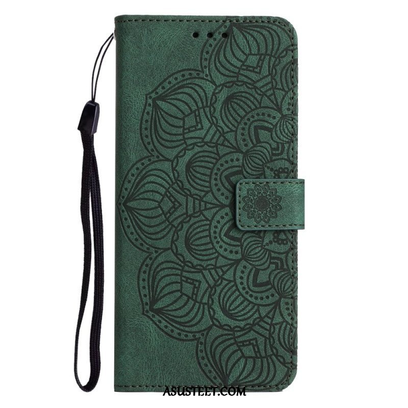 Nahkakotelo Samsung Galaxy A54 5G Suojaketju Kuori Strappy Mandala Print