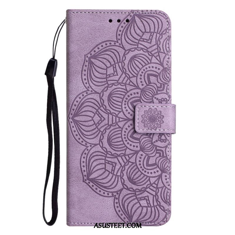 Nahkakotelo Samsung Galaxy A54 5G Suojaketju Kuori Strappy Mandala Print