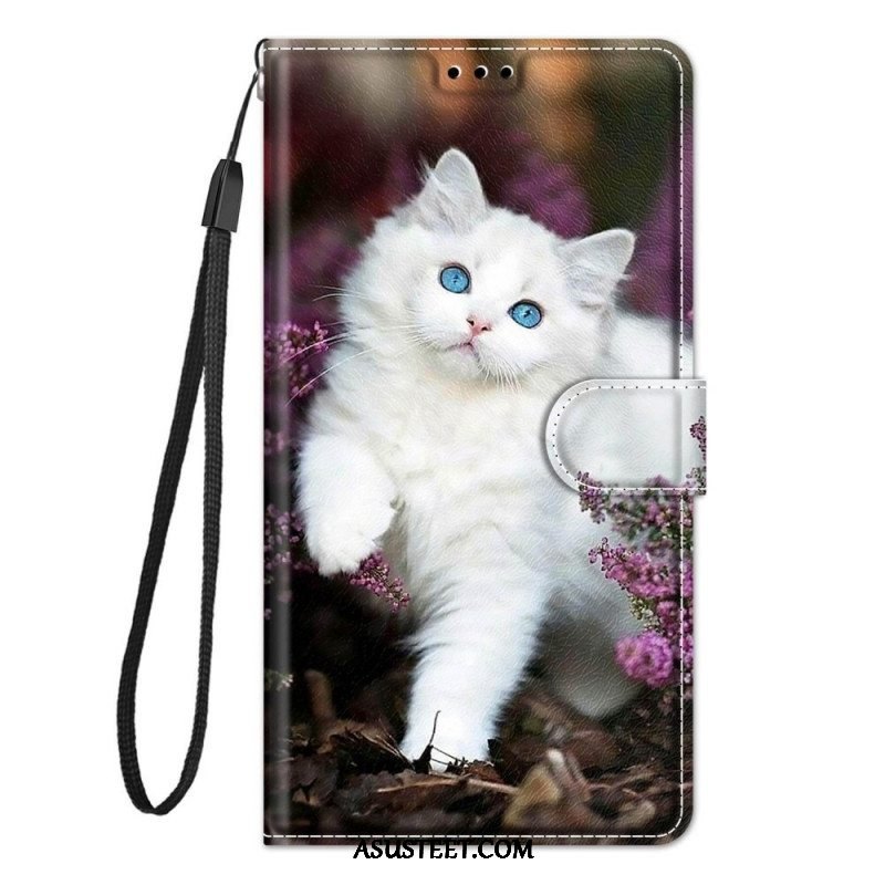 Nahkakotelo Samsung Galaxy M53 5G Suojaketju Kuori Thong Cat Fan