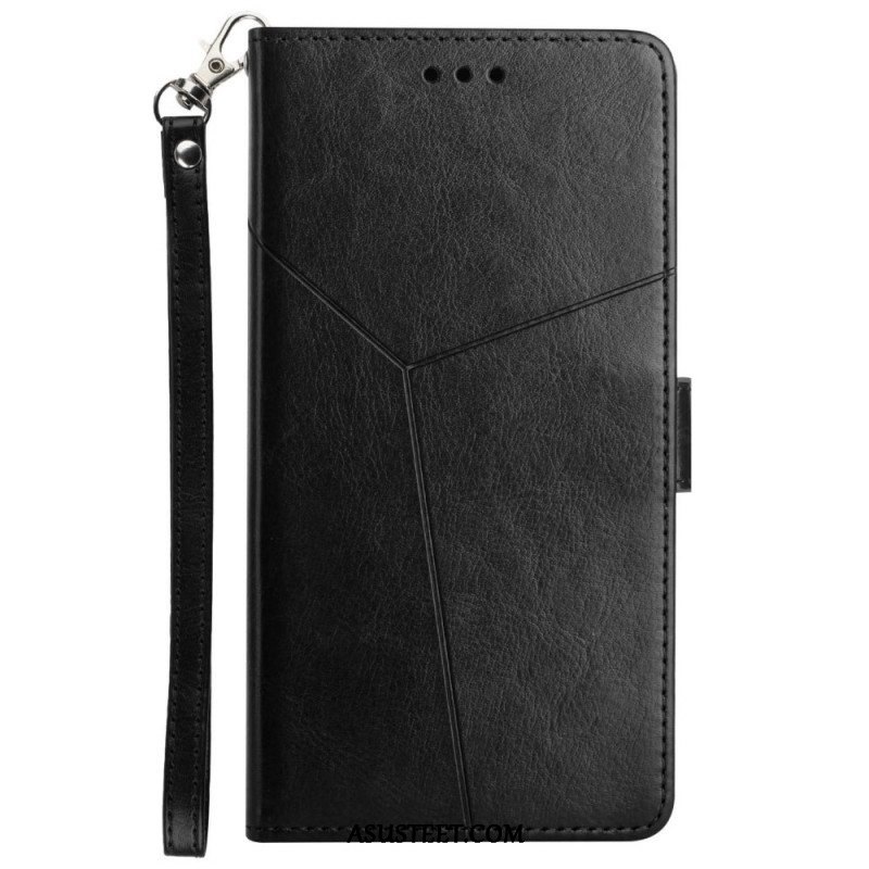 Nahkakotelo Xiaomi Redmi Note 11 Pro Plus 5G Suojaketju Kuori Strappy Geometric Leather Style