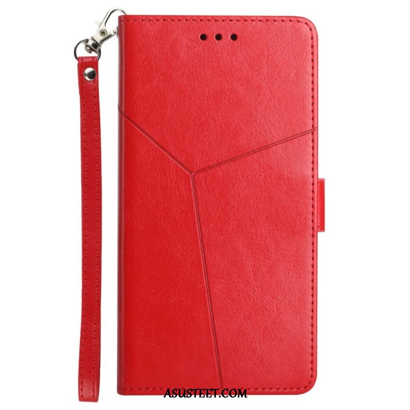 Nahkakotelo Xiaomi Redmi Note 11 Pro Plus 5G Suojaketju Kuori Strappy Geometric Leather Style