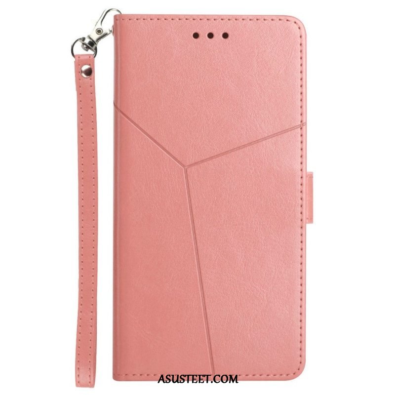 Nahkakotelo Xiaomi Redmi Note 11 Pro Plus 5G Suojaketju Kuori Strappy Geometric Leather Style