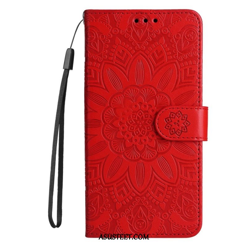 Nahkakotelo Xiaomi Redmi Note 12 5G Suojaketju Kuori Mandala-koriste Hihnalla