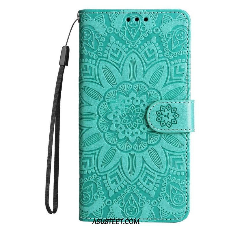 Nahkakotelo Xiaomi Redmi Note 12 5G Suojaketju Kuori Mandala-koriste Hihnalla