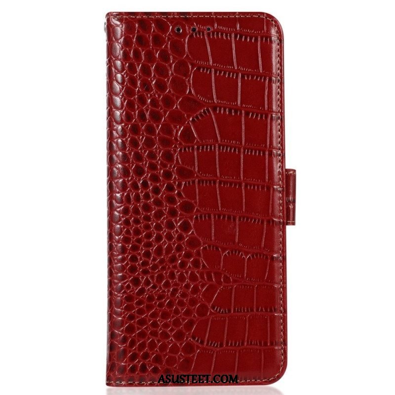 Nahkakotelo iPhone 14 Pro Max Crocodile Style Rfid