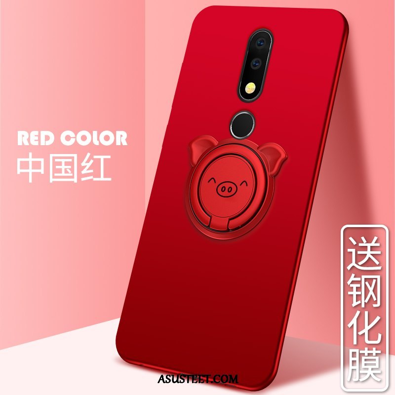 Nokia 3.1 Plus Kuoret Silikoni Jauhe Kotelo Pesty Suede Net Red