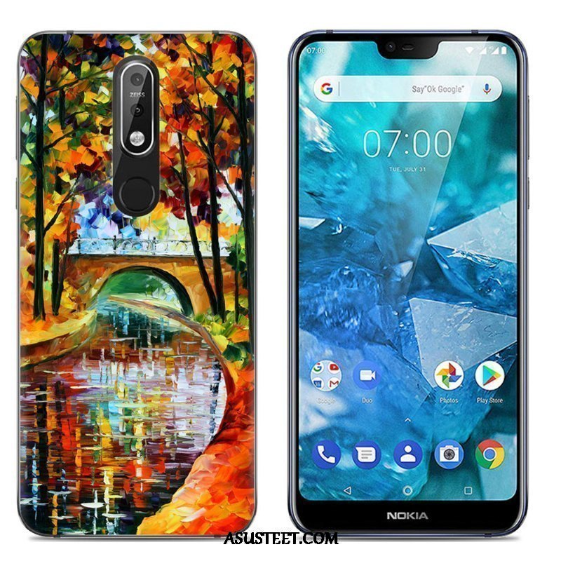 Nokia 7.1 Kuori Kuoret Luova Pehmeä Neste Monivärinen Kotelo Trendi