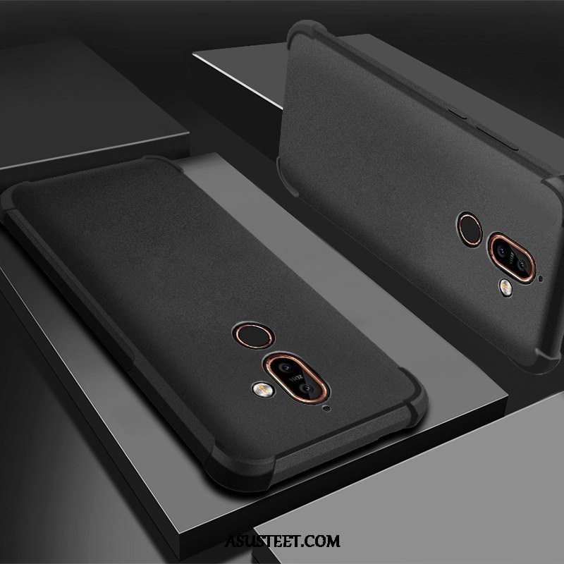 Nokia 7 Plus Kuoret Suojaus Pesty Suede Violetti Murtumaton Puhelimen