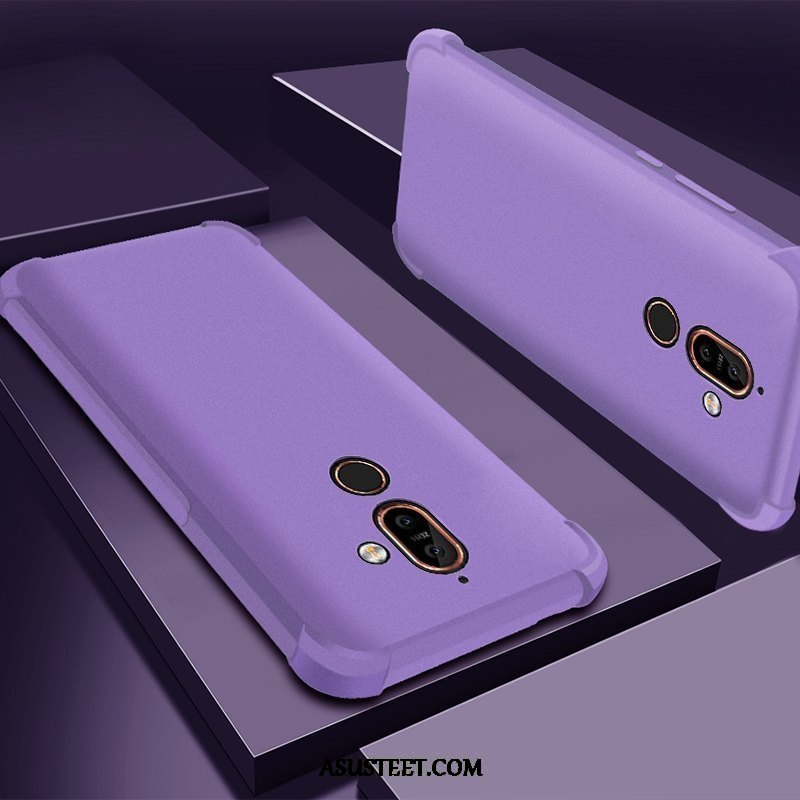 Nokia 7 Plus Kuoret Suojaus Pesty Suede Violetti Murtumaton Puhelimen