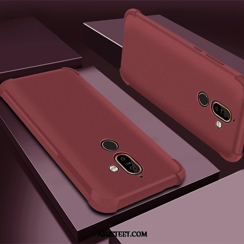 Nokia 7 Plus Kuoret Suojaus Pesty Suede Violetti Murtumaton Puhelimen