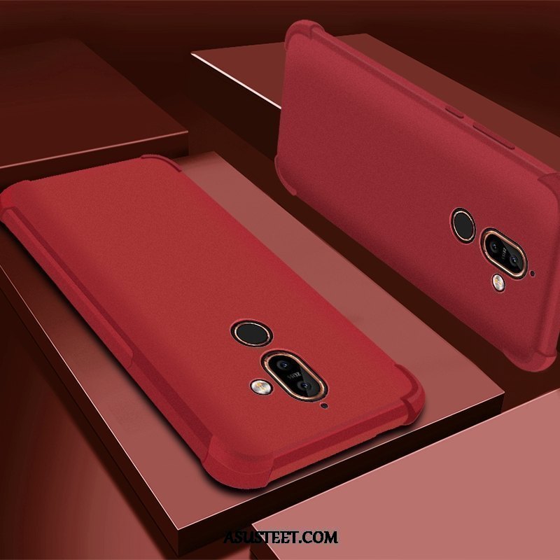 Nokia 7 Plus Kuoret Suojaus Pesty Suede Violetti Murtumaton Puhelimen