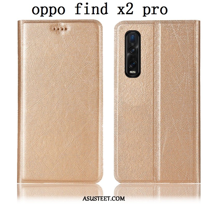 Oppo Find X2 Pro Kuoret Kulta Suojaus Johdin Nahkakotelo Kuori