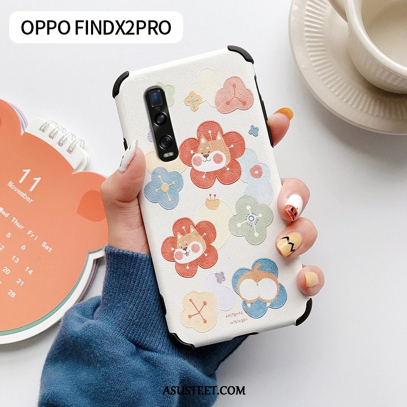 Oppo Find X2 Pro Kuoret Pehmeä Neste Sininen Silikoni Nahkakotelo Net Red