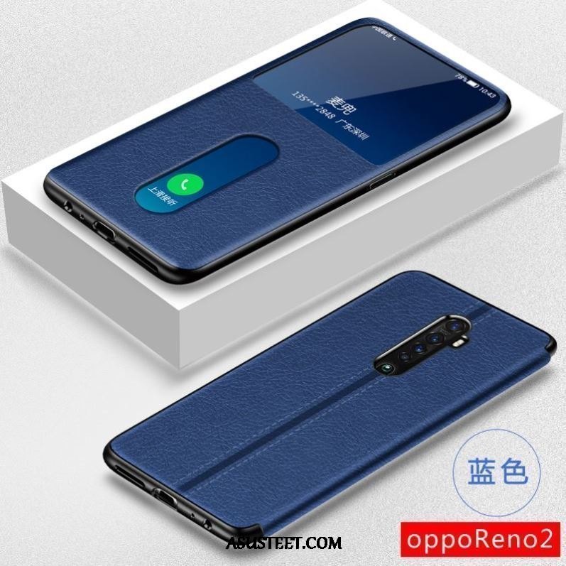 Oppo Reno 2 Kuoret Suojaus Kotelo Nahkakotelo Kuori Musta