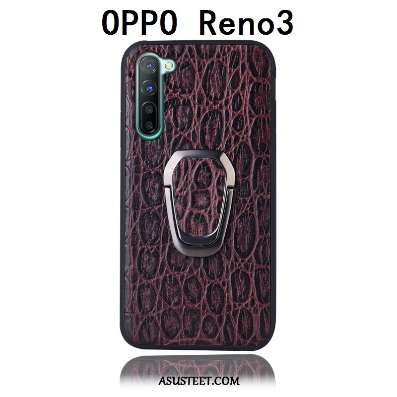 Oppo Reno 3 Kuoret Aito Nahka Puhelimen Tuki Takakansi Kotelo