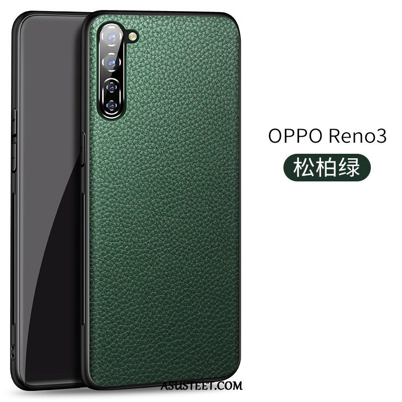 Oppo Reno 3 Kuoret Kukkakuvio Kotelo Vihreä Nahka Uusi