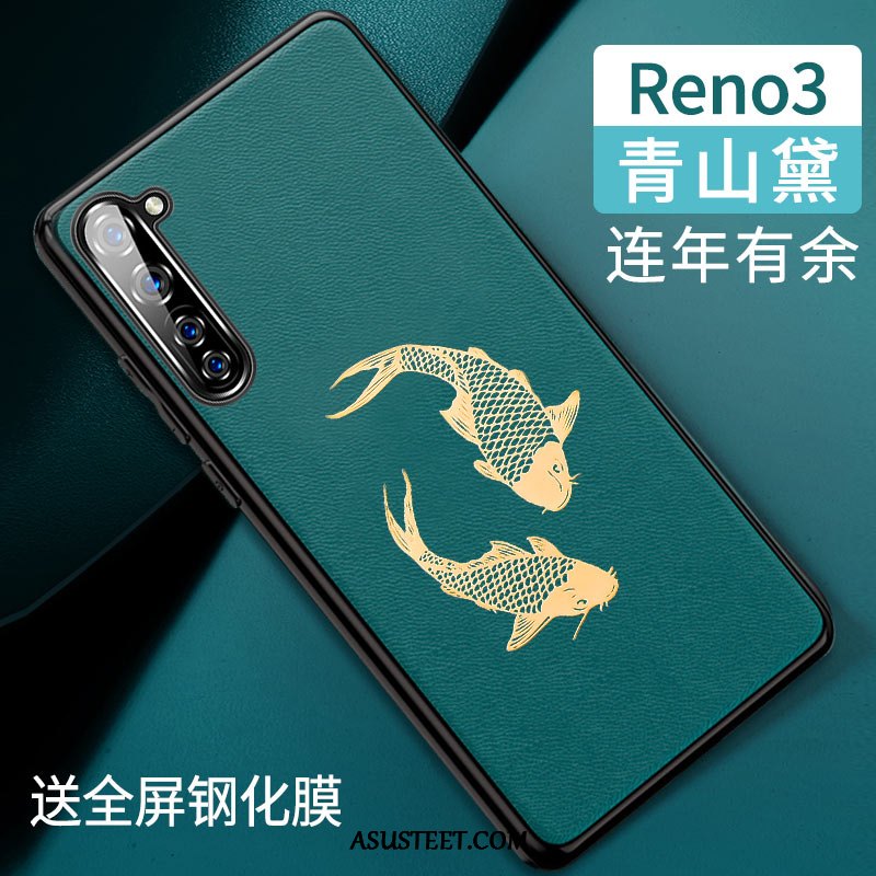 Oppo Reno 3 Kuori Kuoret Kukkakuvio Vihreä Puhelimen Kotelo