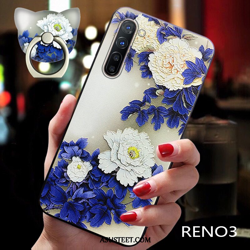 Oppo Reno 3 Kuori Kuoret Sininen Pehmeä Neste Ultra Tuuli Kukka