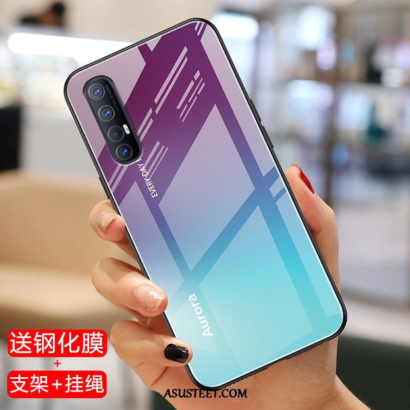 Oppo Reno 3 Pro Kuoret Suojaus Kova Valkoinen Lasi Pehmeä Neste