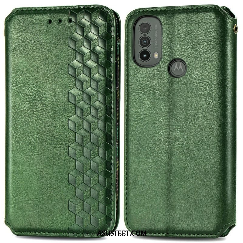 Puhelinkuoret Moto E40 / E30 / E20 Kotelot Flip Nahkaefekti Diamond Texture