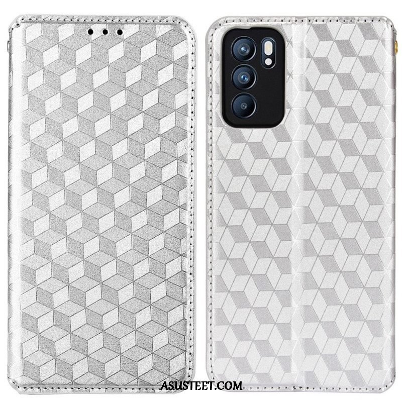 Puhelinkuoret Oppo Reno 6 5G Kotelot Flip 3d Diamond Leather Effect