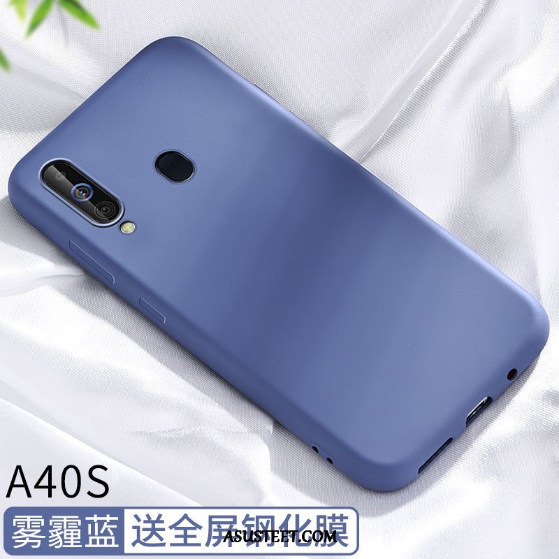 Samsung Galaxy A40s Kuoret Yksinkertainen Ohut Murtumaton Pesty Suede Kuori