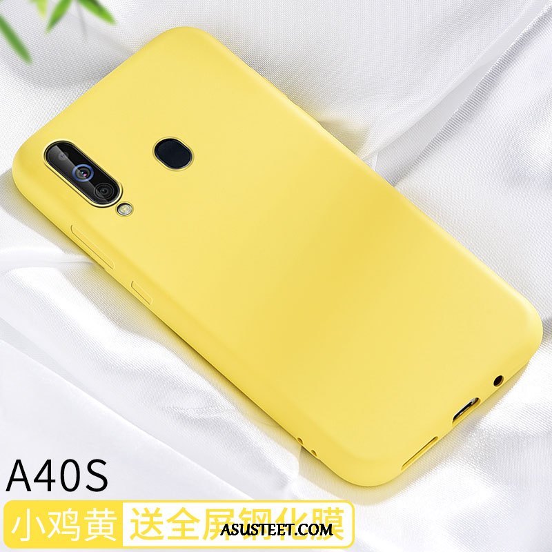 Samsung Galaxy A40s Kuoret Yksinkertainen Ohut Murtumaton Pesty Suede Kuori