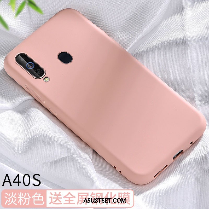 Samsung Galaxy A40s Kuoret Yksinkertainen Ohut Murtumaton Pesty Suede Kuori