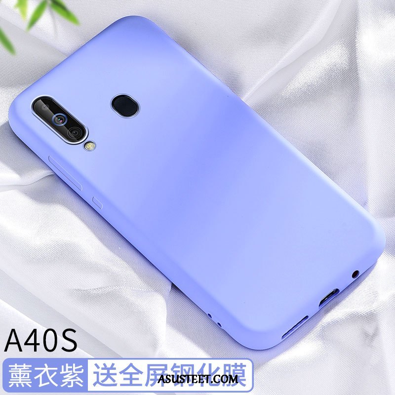 Samsung Galaxy A40s Kuoret Yksinkertainen Ohut Murtumaton Pesty Suede Kuori