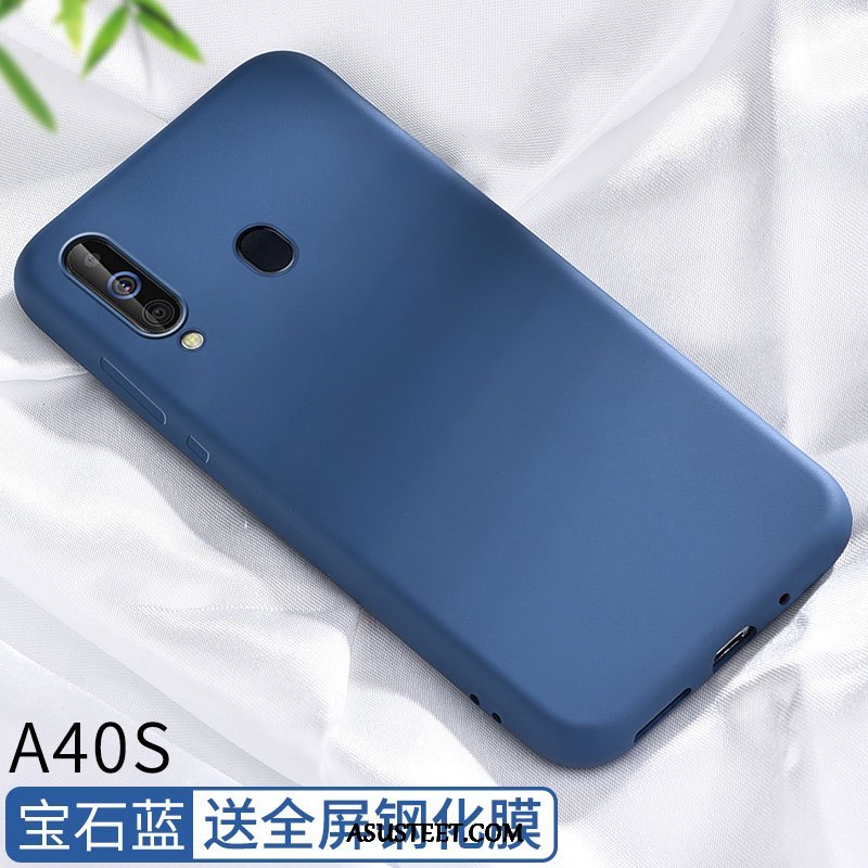 Samsung Galaxy A40s Kuoret Yksinkertainen Ohut Murtumaton Pesty Suede Kuori