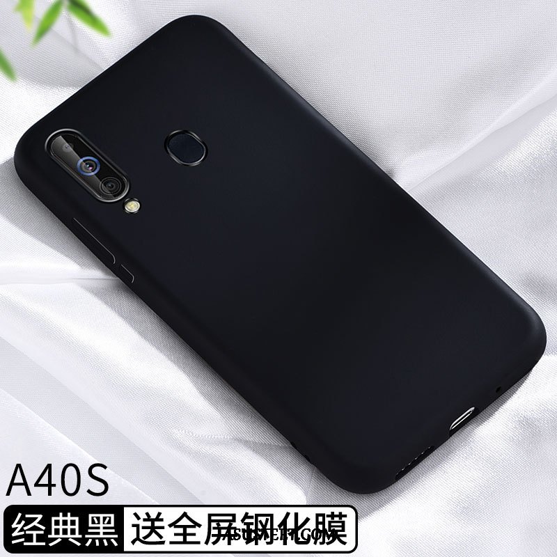 Samsung Galaxy A40s Kuoret Yksinkertainen Ohut Murtumaton Pesty Suede Kuori