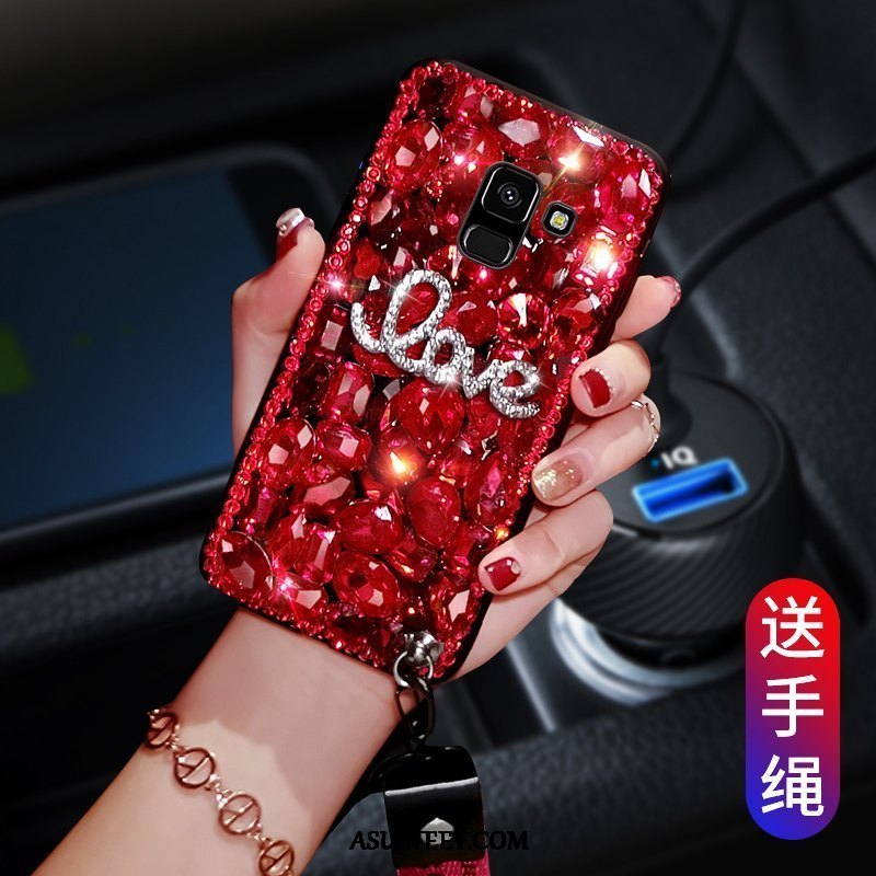 Samsung Galaxy J6 Kuoret Punainen Rhinestone Inlay Puhelimen Kuori Tähti