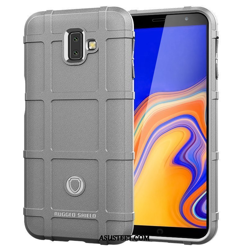 Samsung Galaxy J6+ Kuori Kuoret Silikoni Suojaus Harmaa Kotelo Kukkakuvio