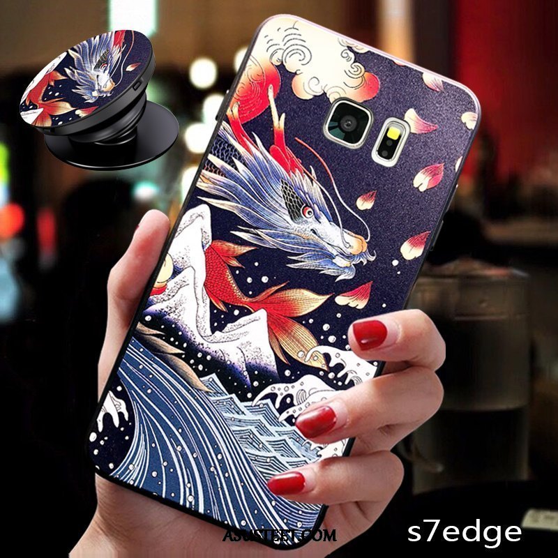 Samsung Galaxy S7 Edge Kuoret Ultra Suojaus Silikoni Sininen Kuori