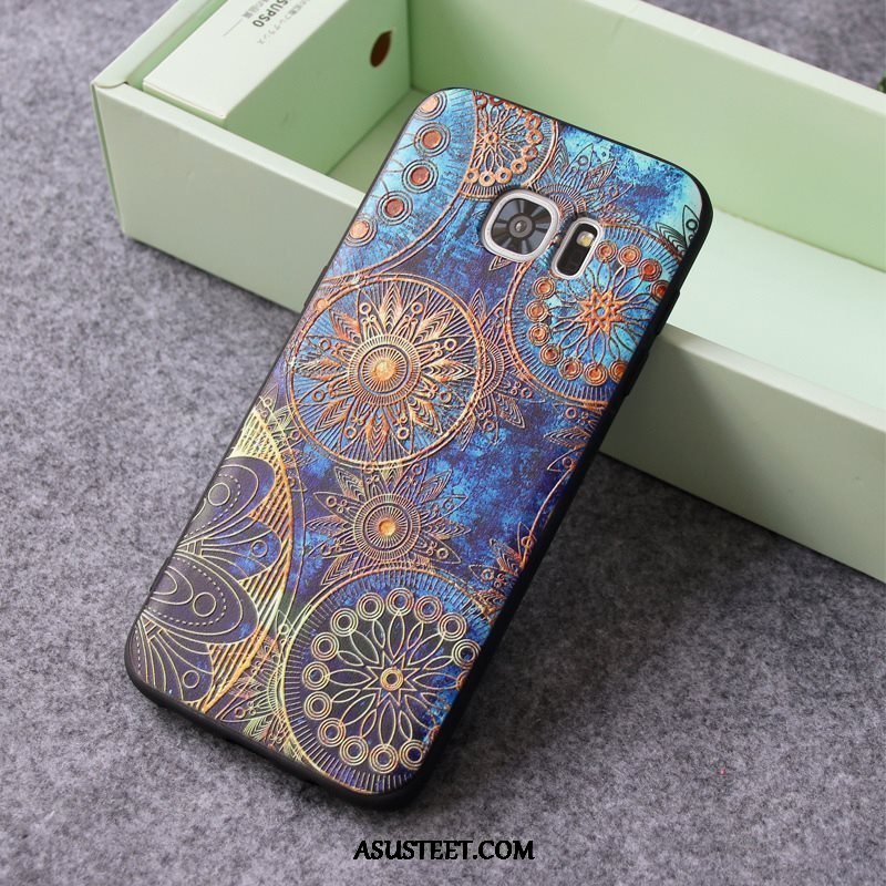 Samsung Galaxy S7 Edge Kuori Kuoret Kohokuviointi Uusi Sininen All Inclusive Pesty Suede