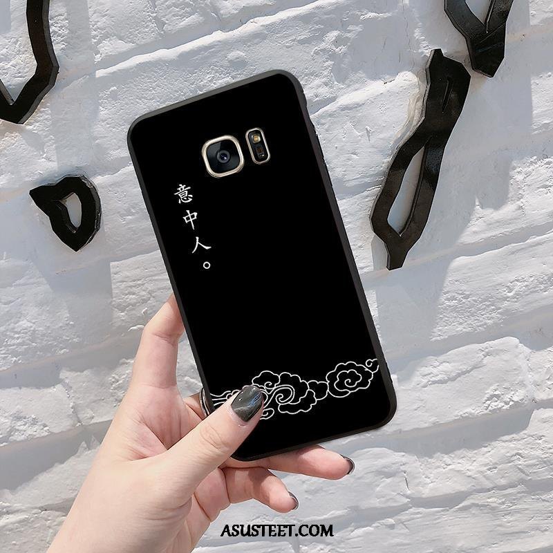 Samsung Galaxy S7 Kuoret Murtumaton Kuori Pesty Suede Musta Kotelo