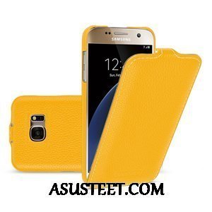 Samsung Galaxy S7 Kuori Kuoret Suojaus Tähti Oranssi Aito Nahka