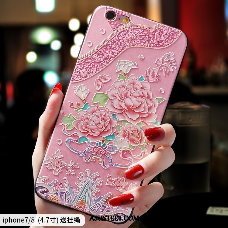 iPhone 8 Kuoret Net Red Kiinalainen Tyyli Silikoni Tide-brändi Pesty Suede