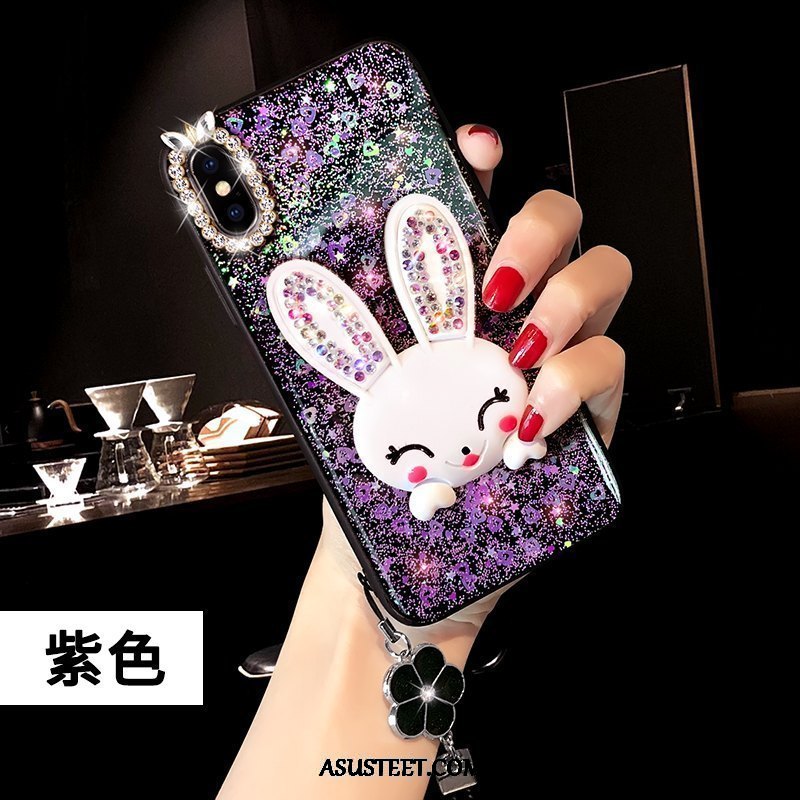 iPhone Xs Kuoret Tuki Violetti Puhelimen Rhinestone Inlay Silikoni