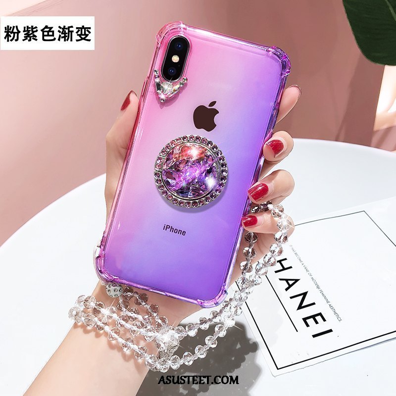 iPhone Xs Kuori Kuoret Persoonallisuus Läpinäkyvä Rhinestone Inlay Rengas Pehmeä Neste