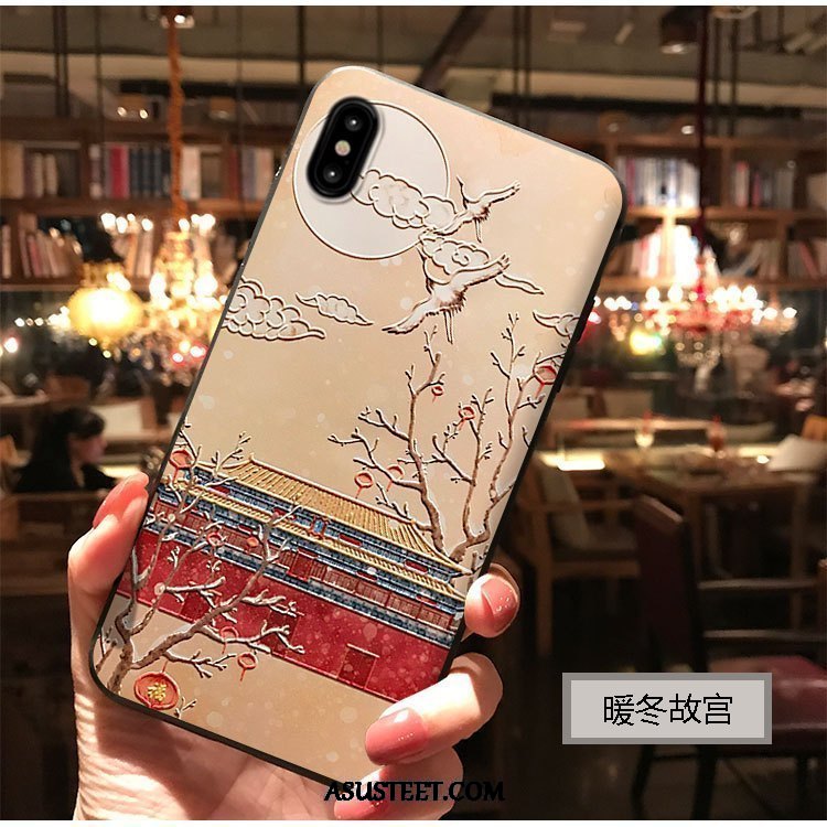 iPhone Xs Max Kuoret Puhelimen Kuori Tuuli Kiinalainen Tyyli Punainen