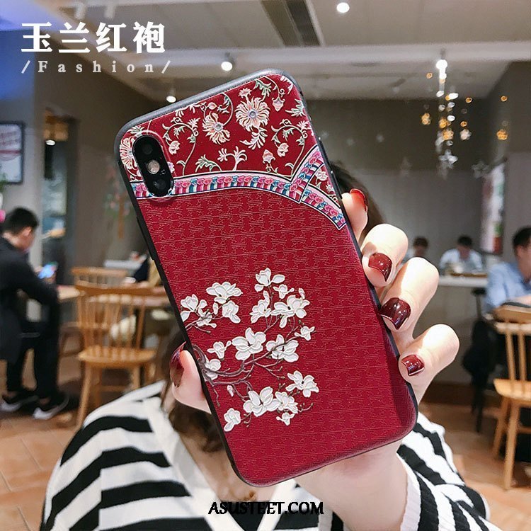 iPhone Xs Max Kuoret Puhelimen Kuori Tuuli Kiinalainen Tyyli Punainen