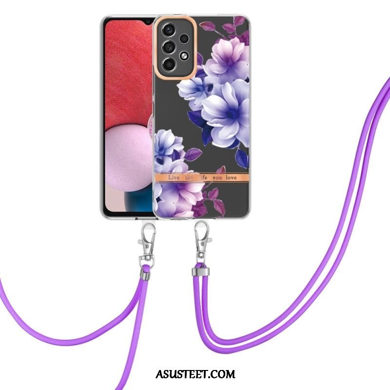 Case Samsung Galaxy A13 Kiristysnyörillä Kukkanauha