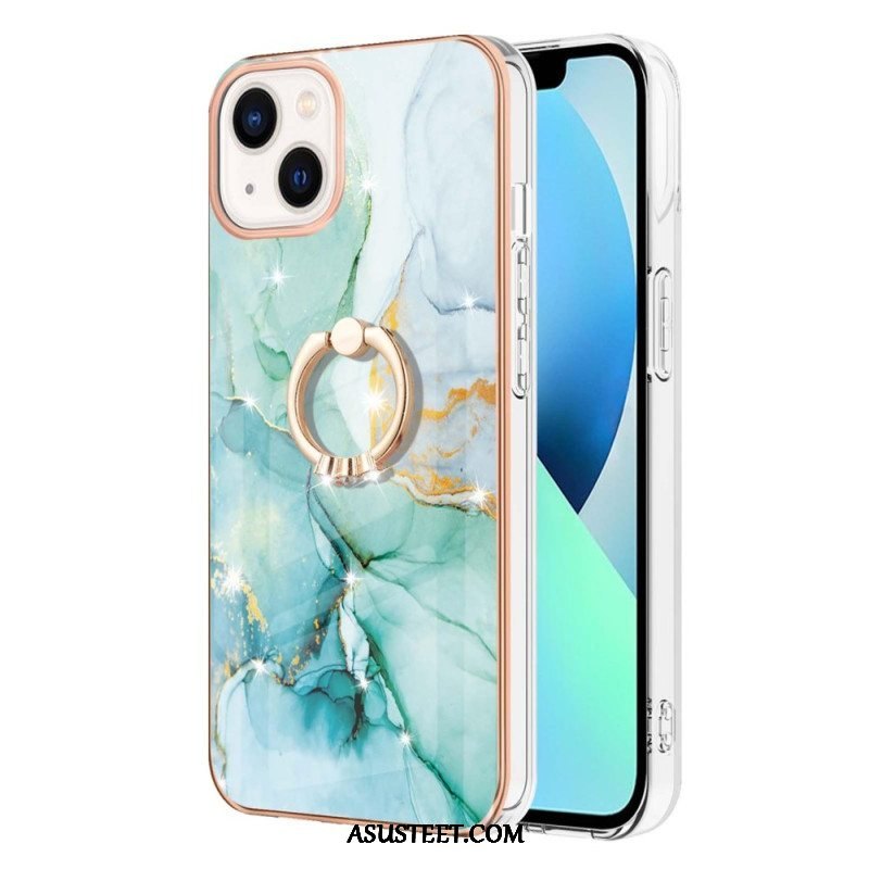 Case iPhone 15 Plus Marmori-tyyli Tukirenkaalla