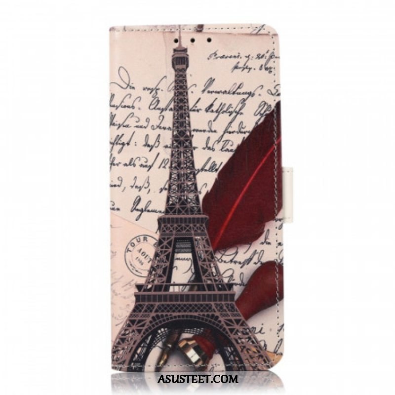 Flip Case Moto E40 / E30 / E20 Runoilijan Eiffel-torni