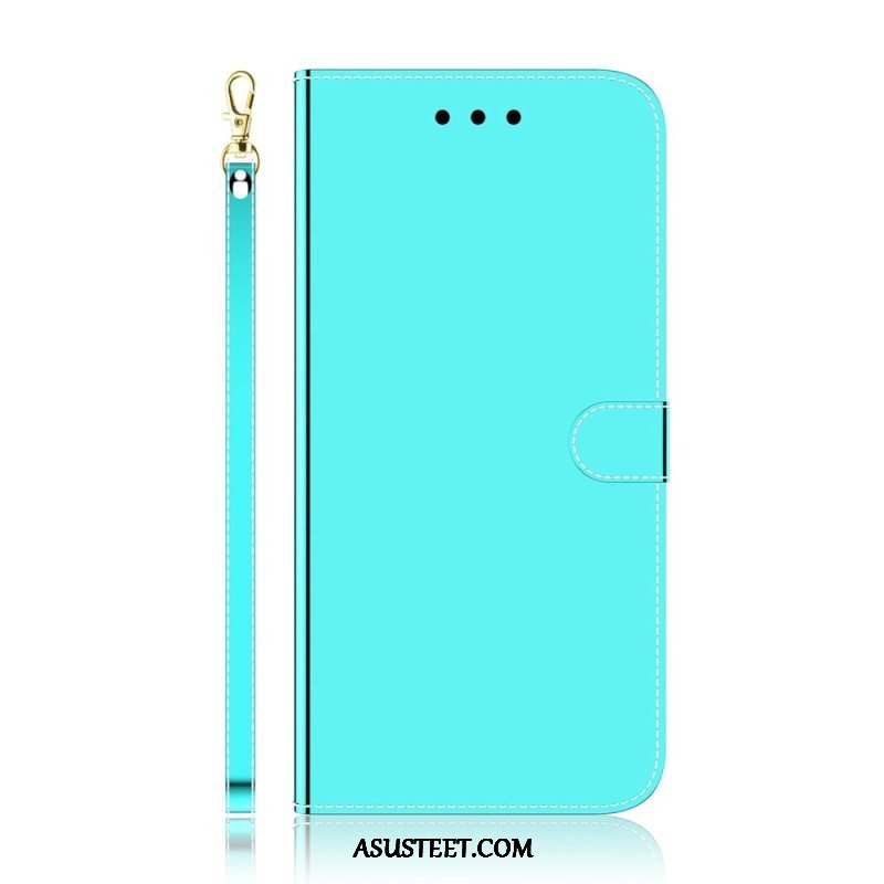 Flip Case Oppo Reno 8 Lite Keinopeilinahka Hihnalla